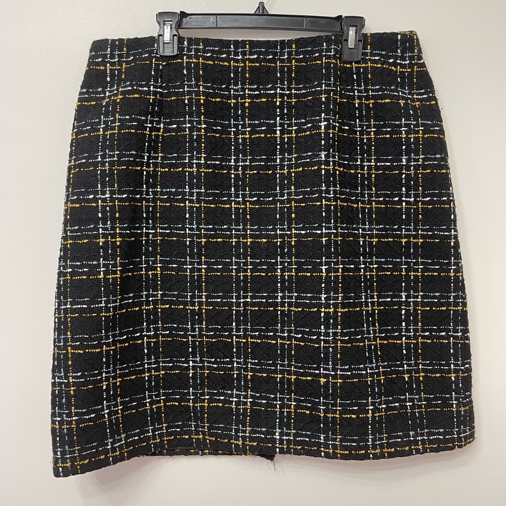 Bagatelle Collection Wool Plaid Pencil Skirt